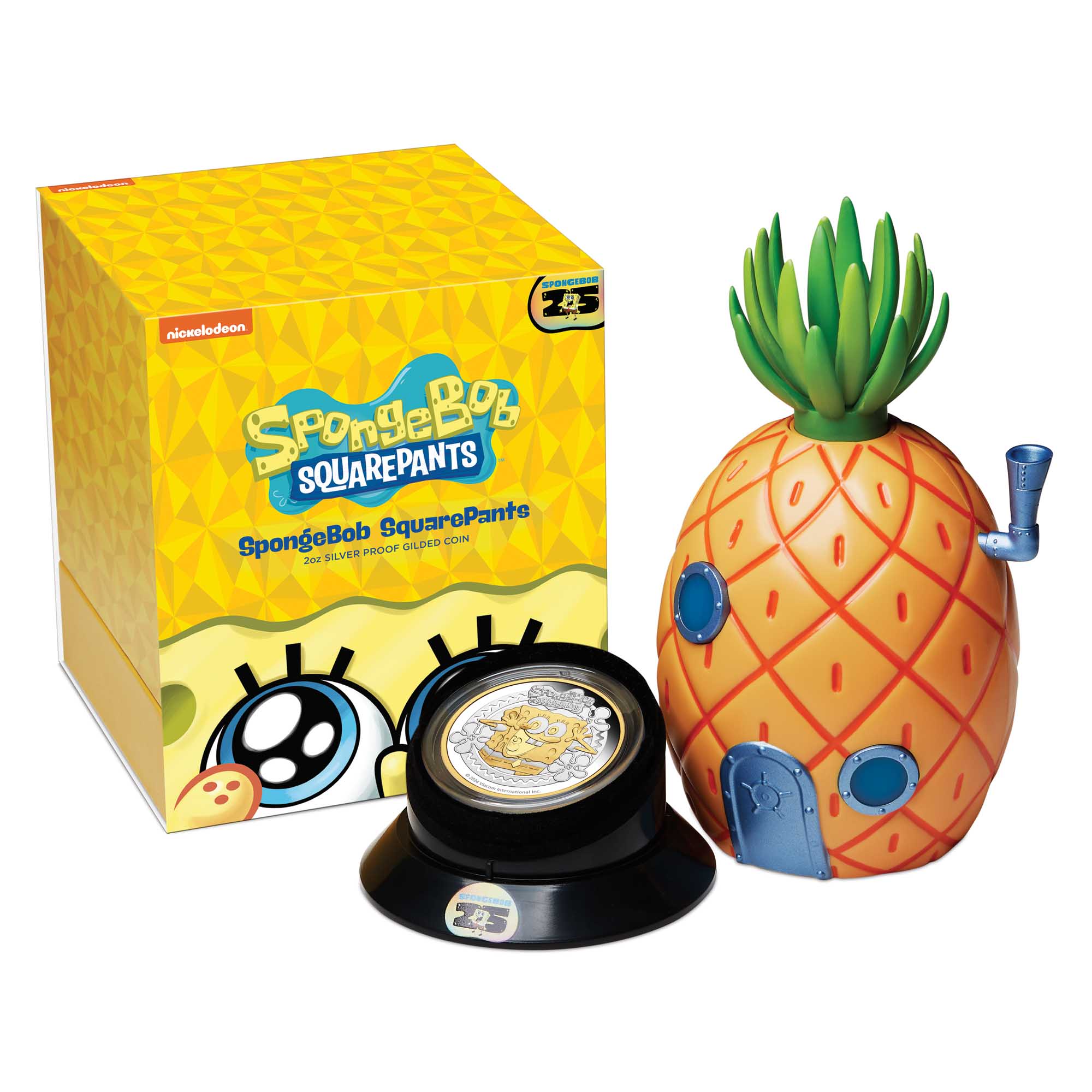 08 SpongeBob SquarePants 2024 2oz Silver Gilded Coin In case with Shipper WithSleeve HighRes